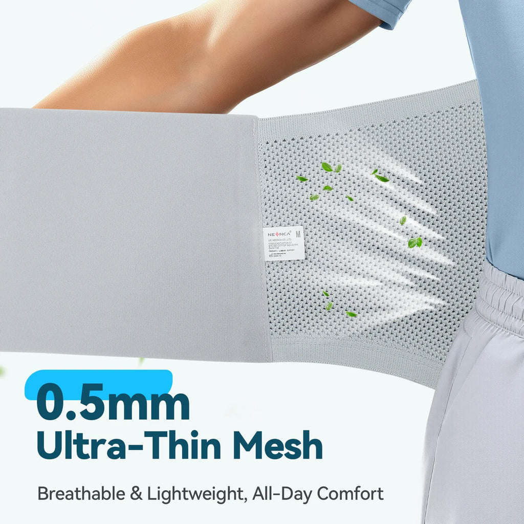 Lumbar Back Support Belt with 3D Lumbar Pad, Adjustable Waist Brace, Light Grey