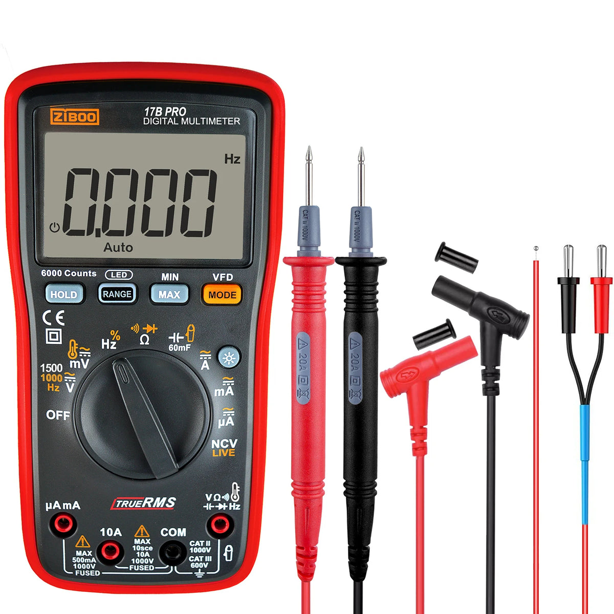 ZIBOO 15B PRO 17B PRO True RMS Digital Multimeter,for Electrical Applications Along with Resistance Continuity Diode Capacitance