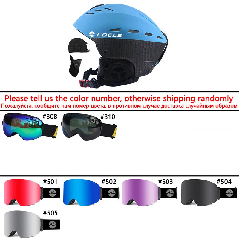 LOCLE Professional Skiing Helmet Men Women Children Ski Helmet Snow Skating Snowboard Snowmobile Skateboard Helmet Size 52-61cm
