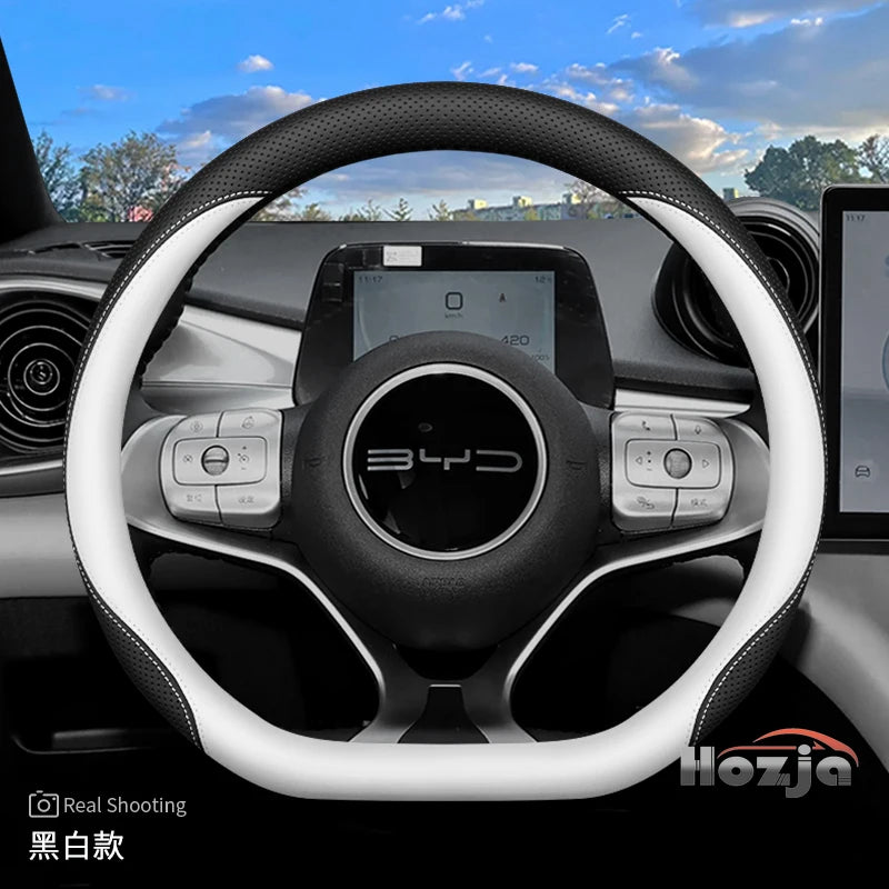 Leather Car Steering Wheel Cover for BYD Dolphin Mini Song Plus Pro Seagull King Yuan Up Sealion 7 Qin Plus 2026 Accessories