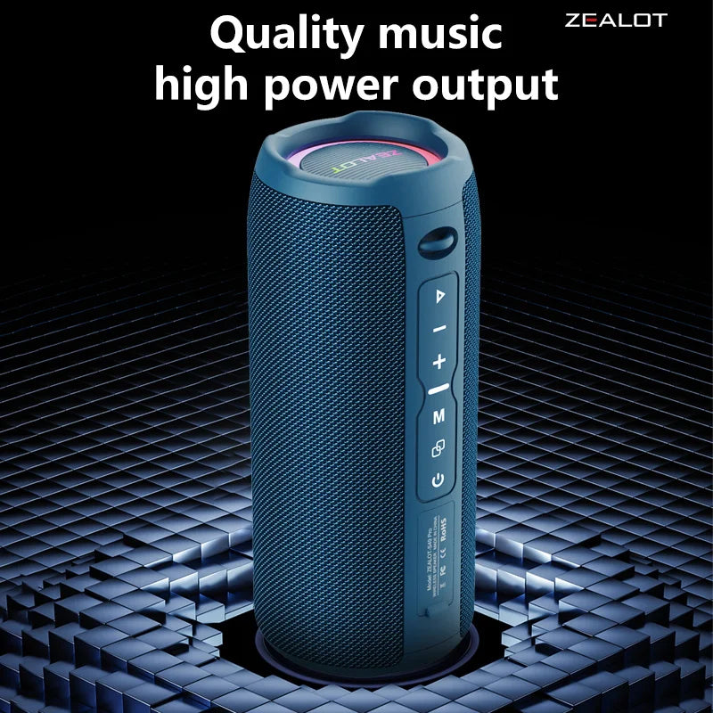 Zealot S49 Pro 20W Wireless Speaker,RGB Light Wireless Hifi Sound quality, Bass Boost，Dual Pairing,3000mAh Battery.