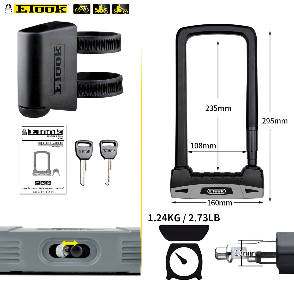 Ultimate Etook U-Lock: Unbreakable Security for Bikes & Motorcycles