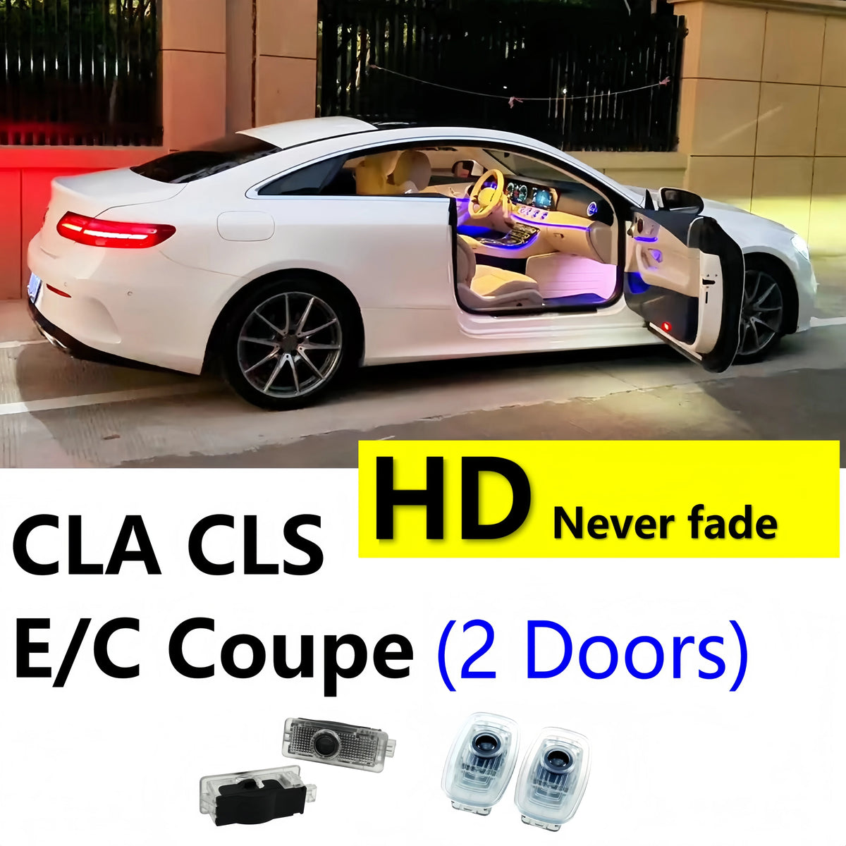 Car Door LED Projector Puddle Lights 2pcs HD Logo for Mercedes-Benz C/CLA/CLS (various designs)