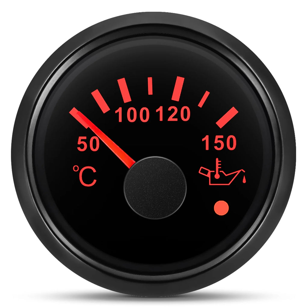 Auto Car Boat 2" 52mm Oil Temperature Gauge with Warning Red Light 50~150℃ Oil Temp Meter+Sensor 1/8NPT M14X1.5 DC12V 24V Custom