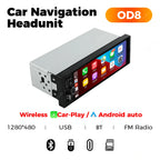 1Din Wireless CarPlay Android AUTO HD touch screen Universal 6.86'' Car Radio FM Stereo MP5 multimedia player BT TF port Camera