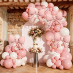118Pcs Pink and White Bow Balloon Arch Kit, 21inch Pink Bow Foil Balloons Paired with Pink and White Latex Balloons, Ideal for Valentine's Day Parties, Ladies' Bachelorette Parties, Weddings, and Girls' Birthday Party Decorations