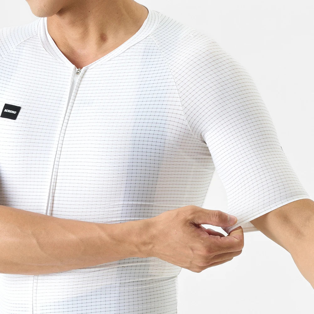 BCBE-ING Men's Aero Cycling Jersey Short Sleeve Lightweight Breathable Race Fit, Black/White