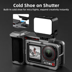 Flymile Action 5 Pro Camera Grip Holder Metal Cage for DJI Action 5 Pro/Action 4 Accessories Shutter Button Photography Handle