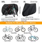 Waterproof Cycle Bike Rain Cover, Bicycle Cover Rain Sun UV Dust Windproof With Lock Hole for Mountain, Road & Dirt Bike