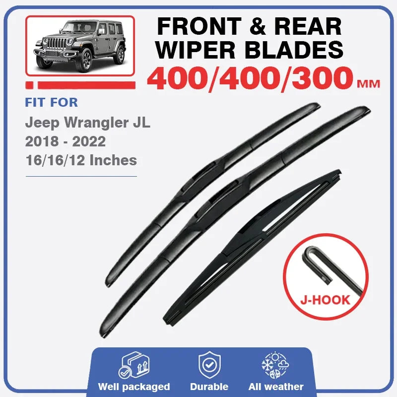 Front Rear Wiper Blades Set For Jeep Wrangler JL 2018 - 2022 Windshield Wiper Brush Windscreen Window 2019 2020 2021 Accessories