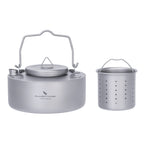 Boundless Voyage Camping Titanium Teapot with Folding Handle Single-layer Kettle Durable Bushcraft Gear Open Fire Kettle Ti3104D