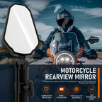 Universal Motorcycle Handlebar Side Mirrors, Adjustable Angle Folding, 1 Pair