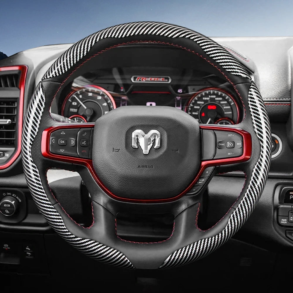 Ram steering wheel cover carbon fiber texture segmented quick-release 2pc/3pc set, colors