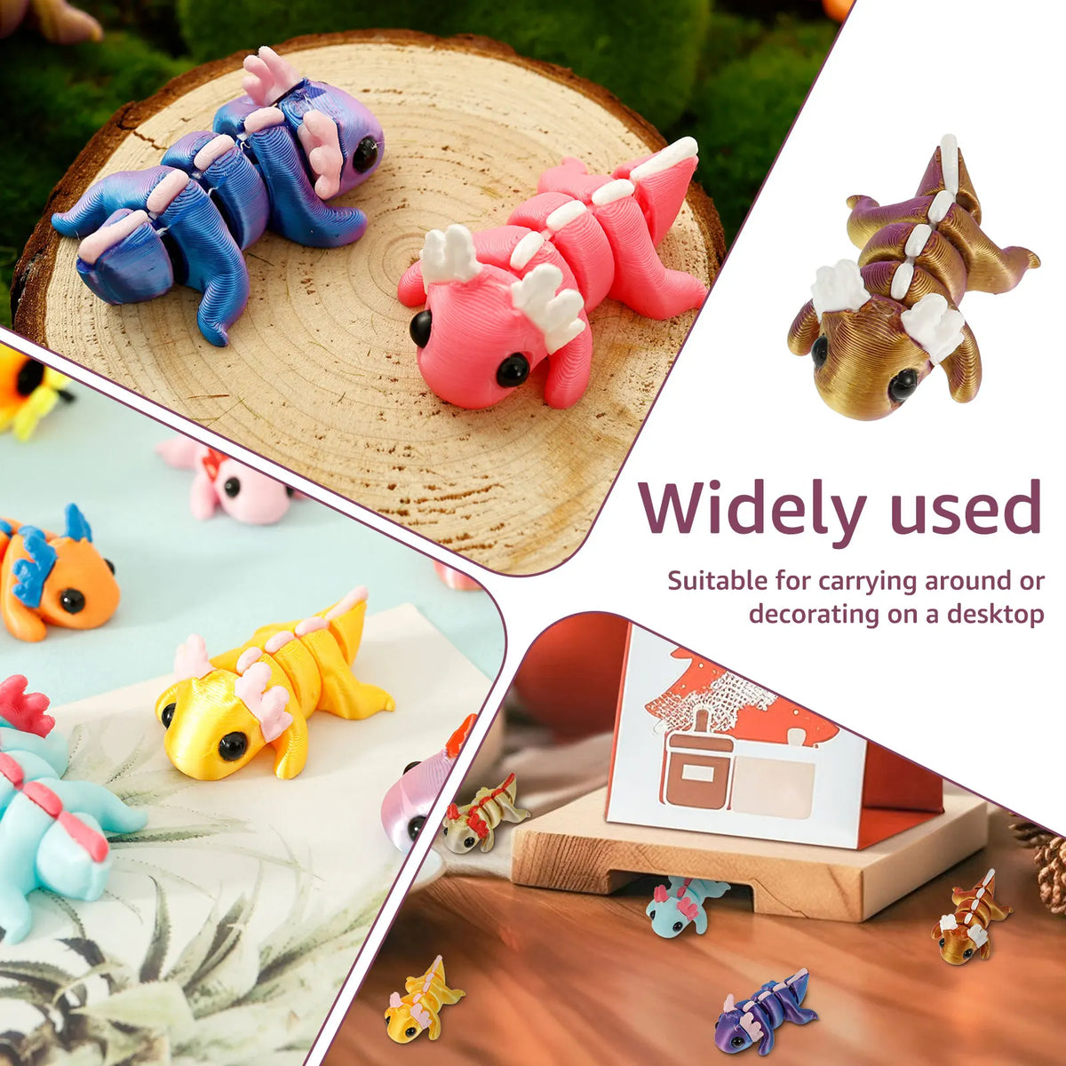 24Pcs Plastic 3D Printed Axolotl Figure Flexible Joint Mini Sensory Axolotl Toy Add Fun 3D Printed Animal Toy for Children