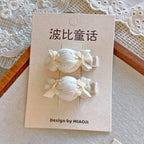 Minimalist Beige Hair Barrettes Korean BB Clip with Lace Pearl Accents Elegant Aesthetic Hair Clips for Women Girls