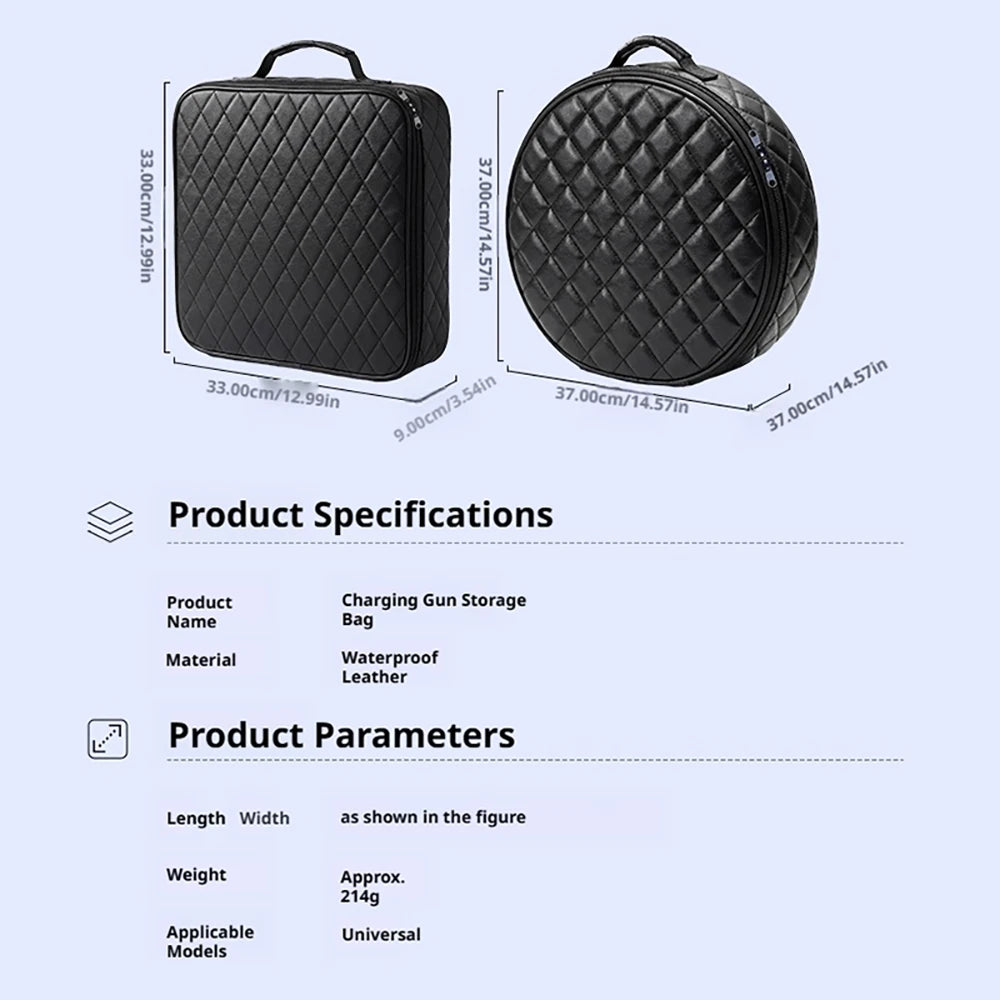 Waterproof Portable EV Charger Cable Storage Bag for Electric Vehicle Charging Gun Organizer Tool Case Auto Rechargeable Handbag