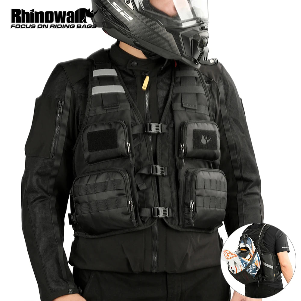 Rhinowalk Motorcycle Backpack Vest Universal Cycling Riding Outdoor Portable Traveling Sporting Pack With Helmet Net