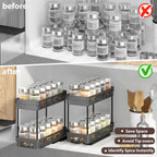 Large Capacity Seasoning Spcie Jar Racks Pull-out 2 Layers Plastic Storage Rack Multi-purpose Kitchen Organizer Cabinet Shelf