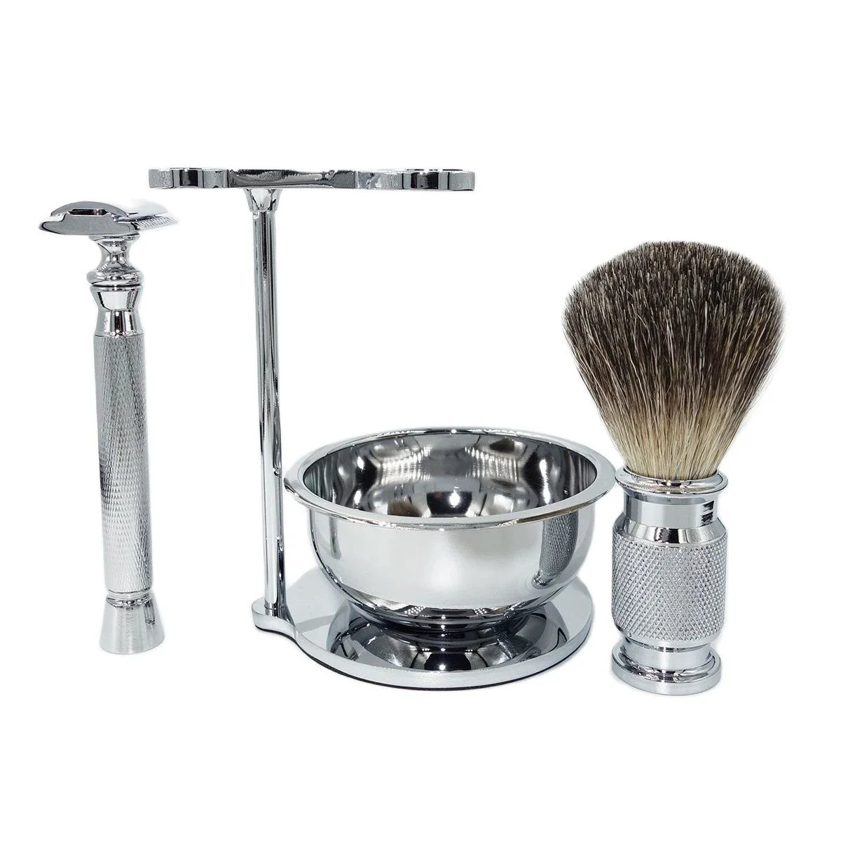iRAZOR Classic Vintage Double Edge Safety Razor Hair Removal Shaver Grooming Tool Kit with Badger Brush Unique Soap Bowl Set