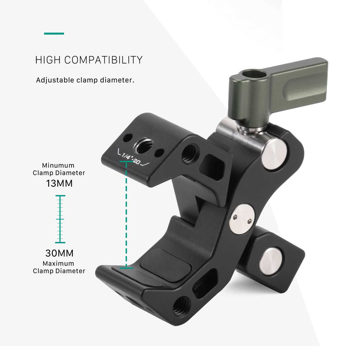 TILTA Accessory Mounting Clamp Metal Super Clamp Magic Arm Clamp Black TA-AMC-B with 1/4" 3/8" Hole for DSLR Camera Monitor LED