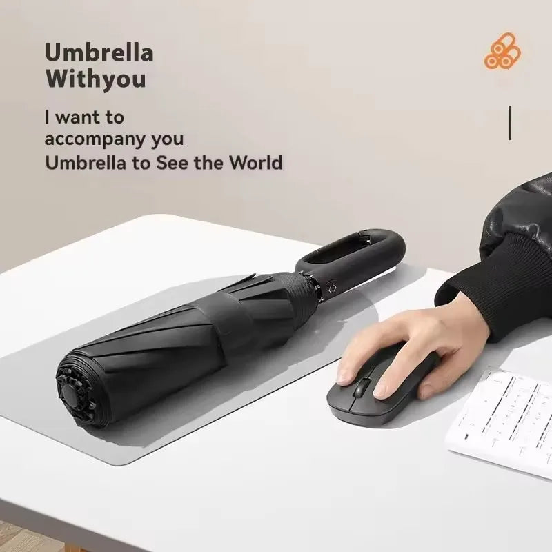 Fully Automatic Umbrella for Men And Women with Ring Buckle Design Large Rib Strong Sunshade Double Umbrella Folding Compact