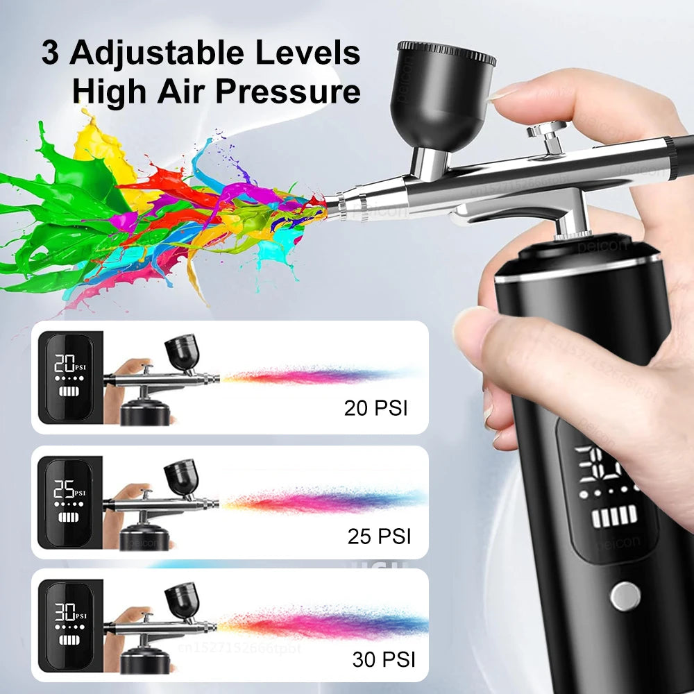 Airbrush with Compressor Handheld Spray Gun for Painting Crafts Mini Spray Gun USB Rechargeable Airbrush Portable Sprayer Gun