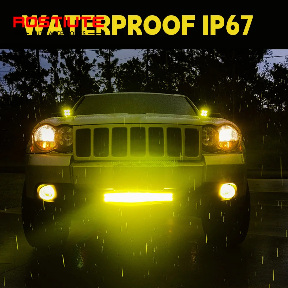 Long Range LED Work Light Bar 4X4 Offroad Led Headlights 12-24V Amber Spotlights Driving Fog Lamp for Tractors Truck Motorcycle