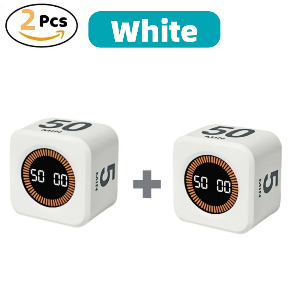 Pomodoro Flip Digital Timer Silent Visual Countdown 5/10/25/50min Kitchen Study Black/White
