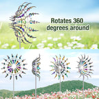 Metal Windmill Creative Courtyard Garden Lawn Decoration Wind Collector Magical Kinetic Energy Metal Windmill Rotator