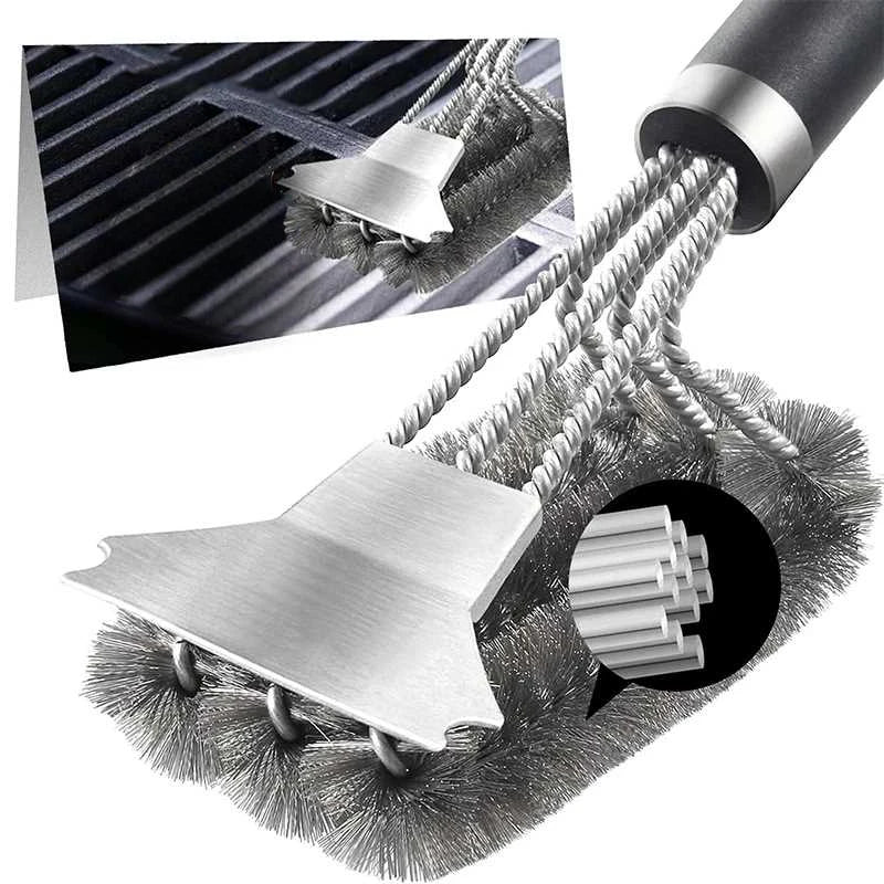 Safe Grill Brush and Scraper with Deluxe Handle Grill Cleaner Brush Stainless Steel Bristle Grill Brush