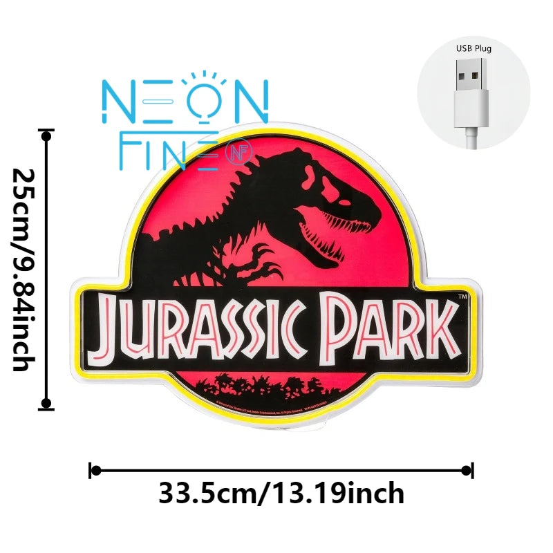 Dinosaur LED Neon Sign Light, Dimmable Wall Decor, 33.5x25cm