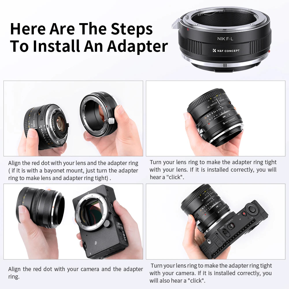 K&F CONCEPT Nik-L Lens Adapter Ring for Nikon F AI Lens to Leica Panasonic L Lens Camera Body for Leica SL SL2 T TL2 Panasonic