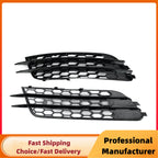 1Pair Front Bumper Fog Light Grille For Audi A6 C7 Sedan 2012 2013 2014 2015 Fog Lamp Honeycomb Mesh Grilles Glossy Black Cover