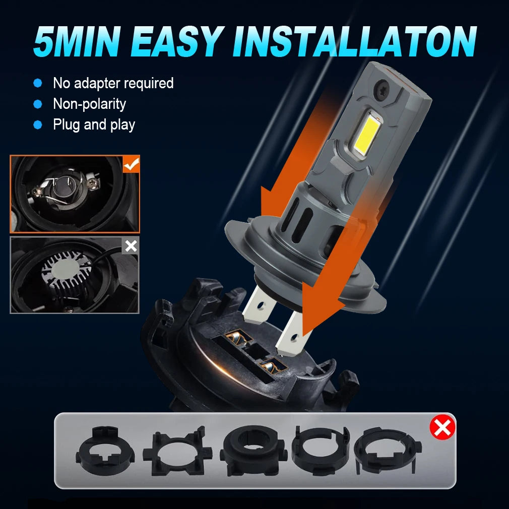 WHOLESAL H7 LED Headlight Bulb Wireless 120W 20000LM 6500K CSP for Car Headlamp Auto Diode Lamps H7 Turbo Led 12V Automobile