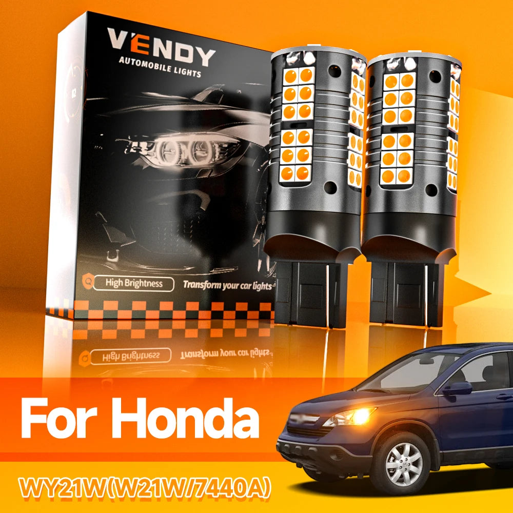 2pcs LED Turn Signal Light Blub Lamp WY21W T20 7440A For Honda Accord 7 10 Civic CR-V 1 2 3 4 Fit CR-Z FR-V HR-V Insight Legend