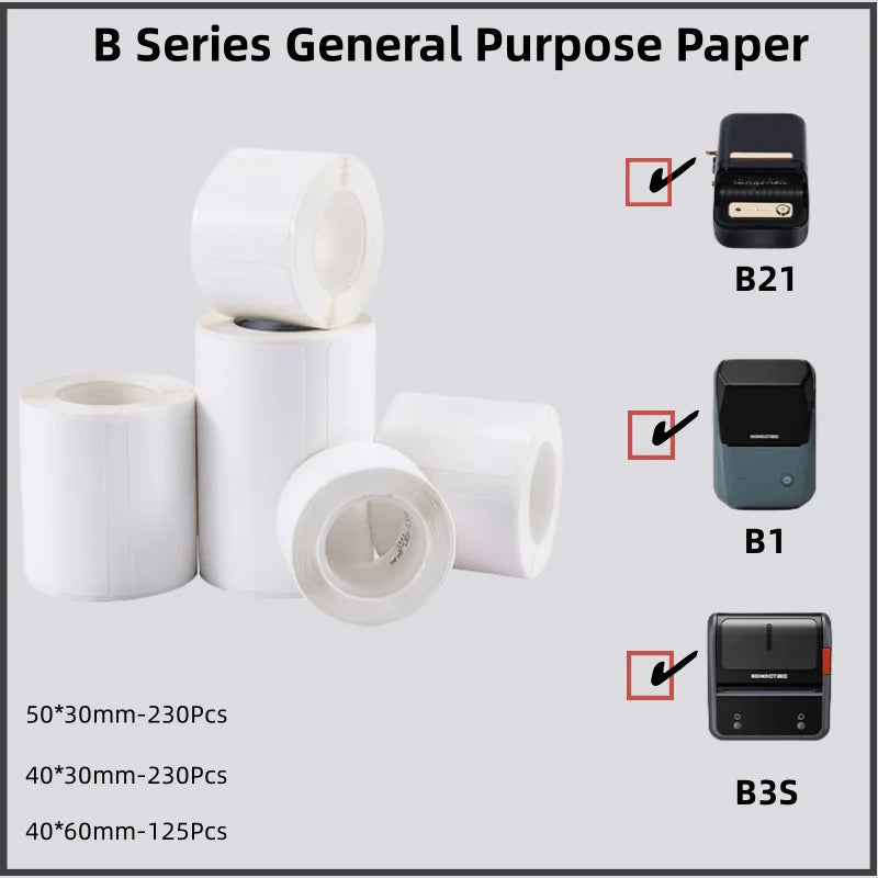 NIIMBOT B21/B1/B3S White Thermal Label Sticker Paper Printable 20-50mm