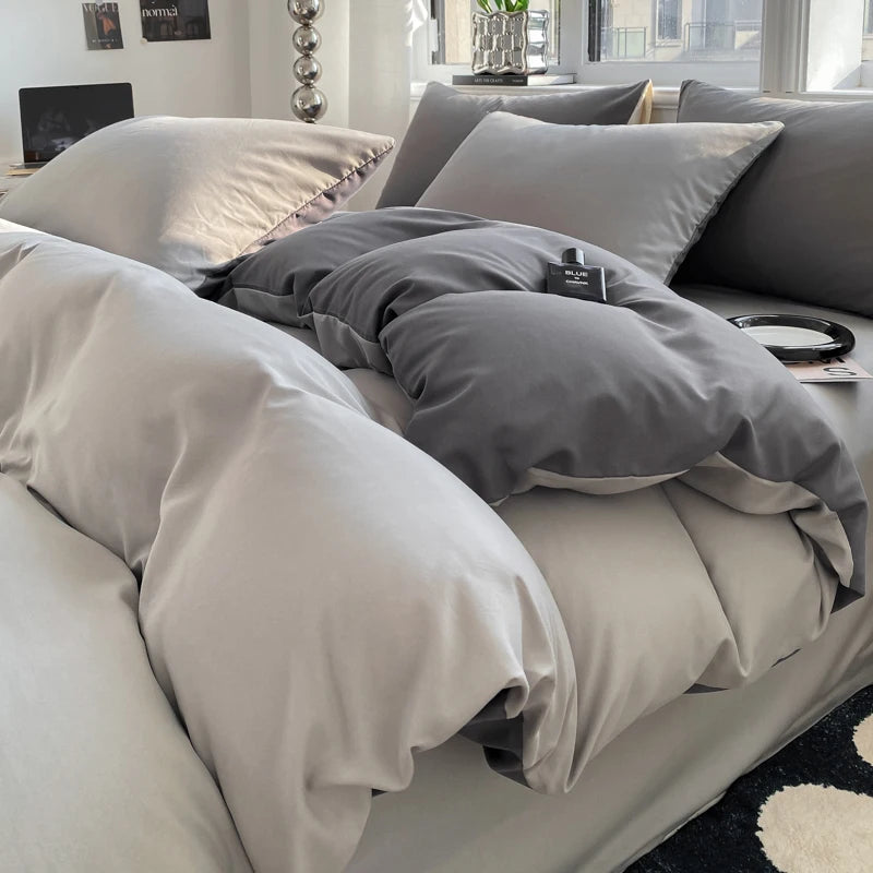 Luxurious Washed Cotton Duvet Set - Soft Comforter & Pillowcase 220x240