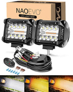 NAOEVO 4 Inch 2Pcs LED Pod Lights Spot Flood Combo LED Fog Driving 4x4 Off Road Lights Work Lights for Truck Boat ATV UTV Jeep