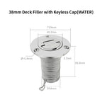 38/50mm 316 Stainless Steel Boat Deck Filler with Keyless Cap GAS DIESEL FUEL WASTE WATER Mirror Polish Marine Deck Filler Cap