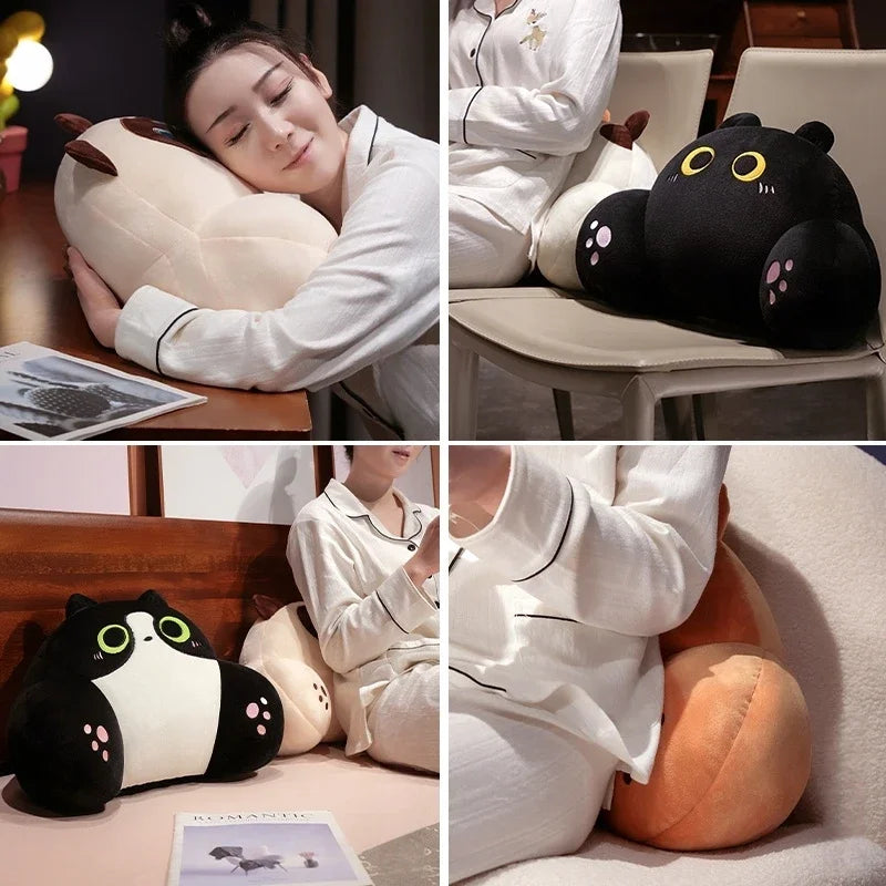 Thickened Cat Back Cushion Siamese Calico Cat Sofa Bed Chair Lumbar Support Cushion Comfortable Throw Pillow Home Decor Girl