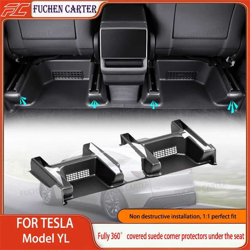 For Tesla New Model YL 2026 TPE Under Seat Corner Guard Seat Front Rear Seat Slide Rails Protector Cover Anti-Kick Accessories