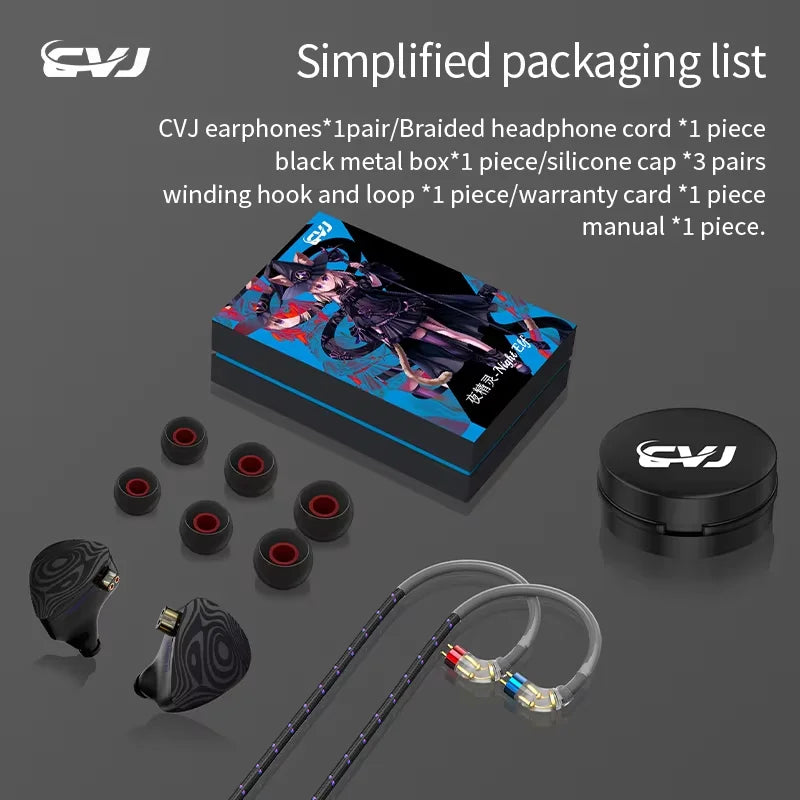 CVJ Nightelf In Ear Earphones 3 DD Dual-Channel Three-unit 3.5mm Metal plug Earphone with silver-plated wire  Headphones Yukimi