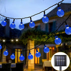 Solar bubble ball string lights, 8 modes, 22m 200 LED crystal globe outdoor, blue/white/yellow