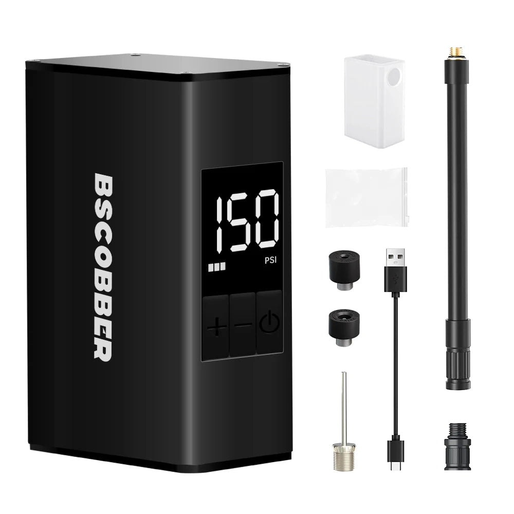 BSCOBBER Mini Air Compressor Cycling Pump for Mountain Bike Tires Portable Bike Tire Inflator with Digital Gauge 150PSI Gravel