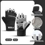 Half Finger Cycling & Gym Training Gloves Anti-Slip Grip, Black/Brown, Sizes M-XL