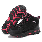 Women's Waterproof Hiking Shoes Non-Slip Trail Trekking Ankle Boots Black/Rose Red 35-42