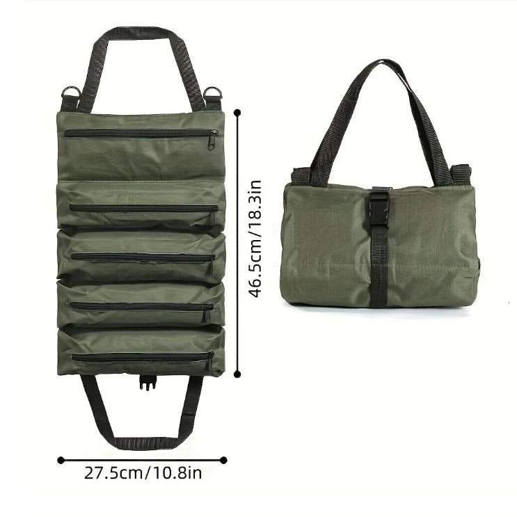Heavy-Duty Multi-Purpose Professional Multi-Pocket Tool Roll Portable Organizer with Multiple Compartments for Hardware DIY