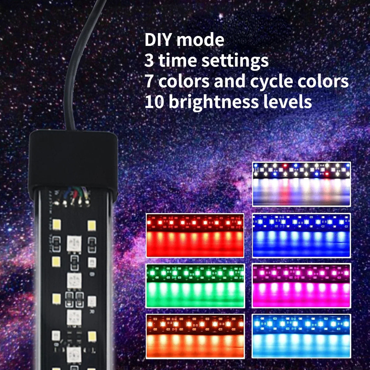 20-70cm Fish Tank 24/7 Full Spectrum Lighting LED Light Aquarium Decoration Aquatic Plant Growth Lamp IP68 Waterproof Freshwater