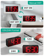 ORIA Digital Alarm Clock Battery Powered LED Alarm Clock Large Display Small Clock With Dual Alarm，DST, Snooze for Home Office