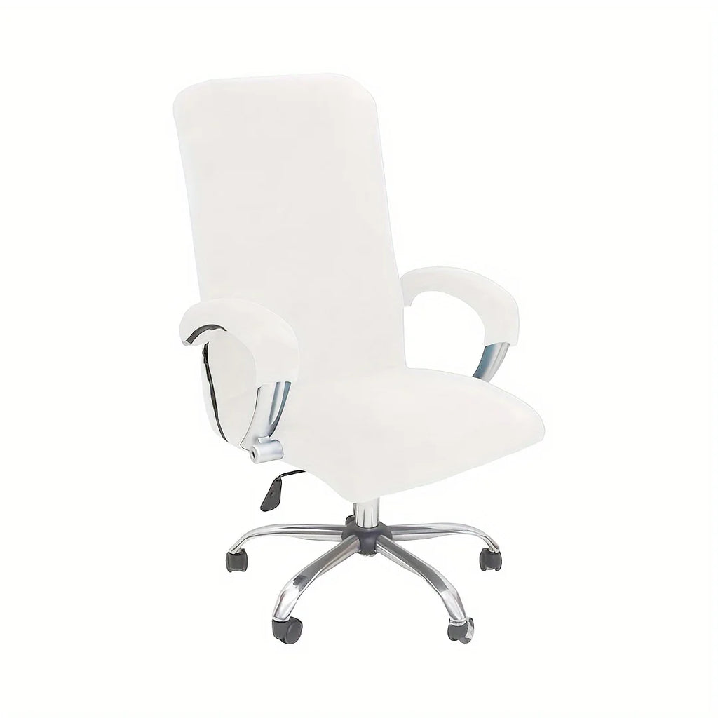 3pcs/set Velvet Plush Stretch Computer Office Chair Cover With Armrest Cover, Solid Color Spandex Armchair Slipcover, Removable
